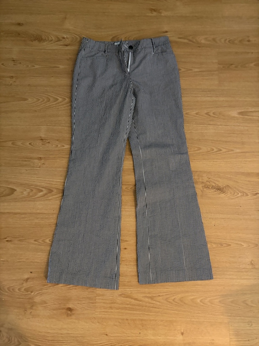 L.L. Bean Navy and White Seersucker Stripe Pants